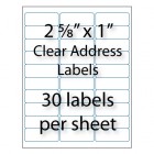 Clear Address Labels 2-5/8" x 1" | 30-up